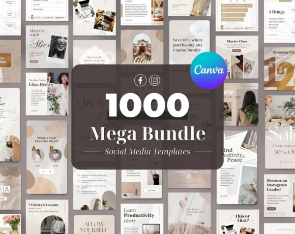 1000 Neutral Social Media Templates Bundle