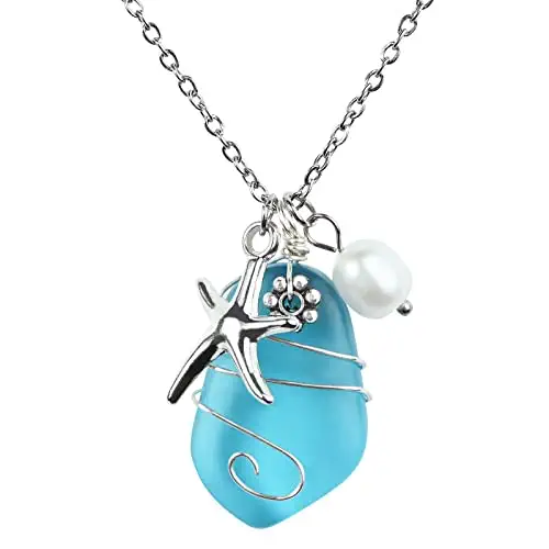 Mermaid Pendant Sea Glass Necklace