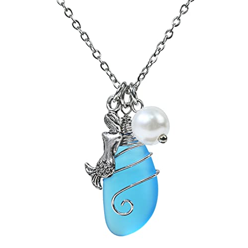 Mermaid Pendant Sea Glass Necklace