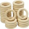 30 Pcs Natural Wooden Rings for Crafts