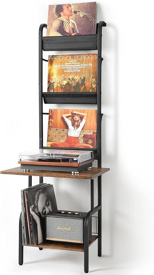 Record Player Stand with Vinyl Storage