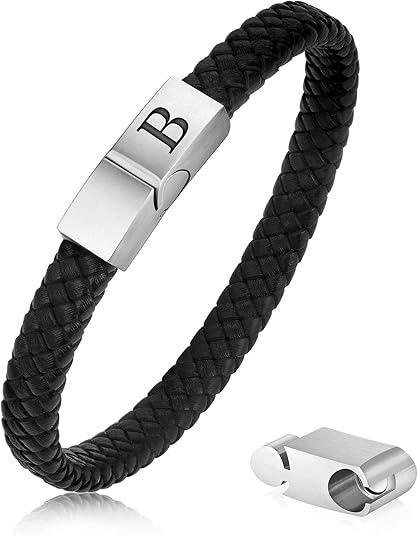 Men's Initial Leather Bracelet