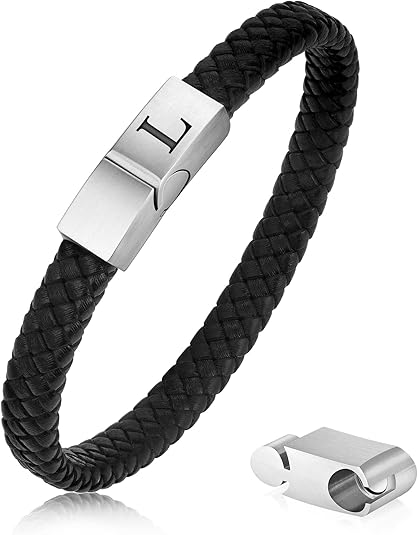 Men's Initial Leather Bracelet