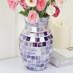 Mosaic Purple Glass Vase