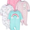 Gerber Baby Girls' Sleep 'N Play Footie 4-Pack