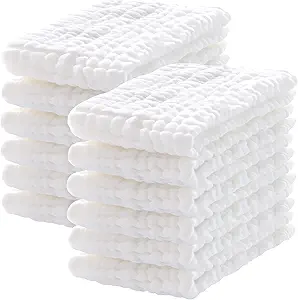 Lovely Care 12 Pack Muslin Burp Cloths