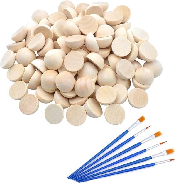120 pcs Unfinished Half Wooden Balls - Craft Supplies