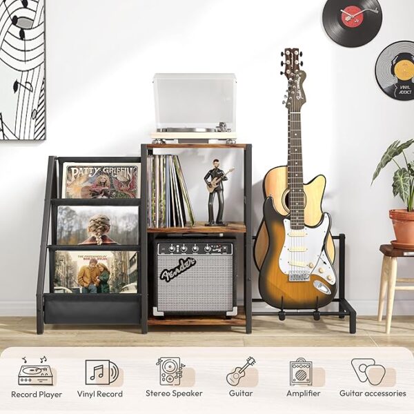 Vinyl Record and Guitar Stand Combo