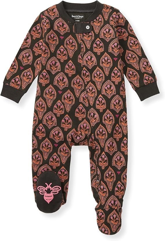 Burt's Bees Baby Girls Zip Front One-Piece Pajamas