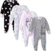 Gerber Baby Girls' Sleep 'N Play Footie 4-Pack