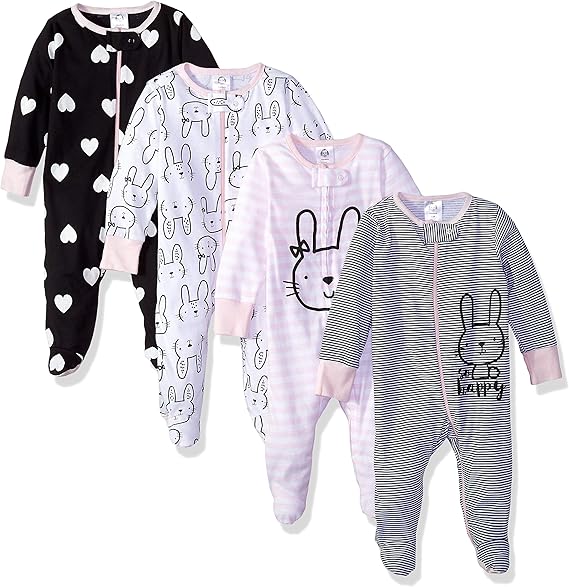 Gerber Baby Girls' Sleep 'N Play Footie 4-Pack