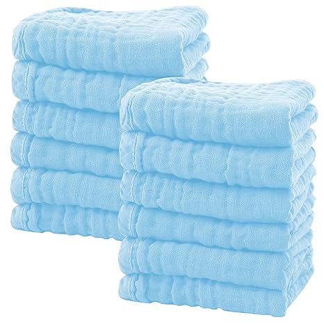 SWEET DOLPHIN Muslin Baby Washcloths - 12 Pack