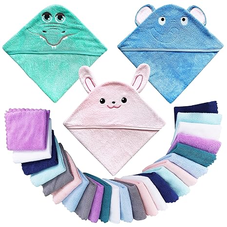 Lovely Care Hooded Bath Towel Set for Babies