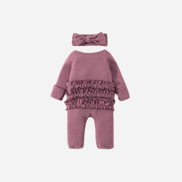 Newborn Girl Footies Romper with Headband