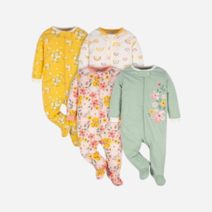 Gerber Baby Girls' 4 Pack Sleep 'N Play Footie