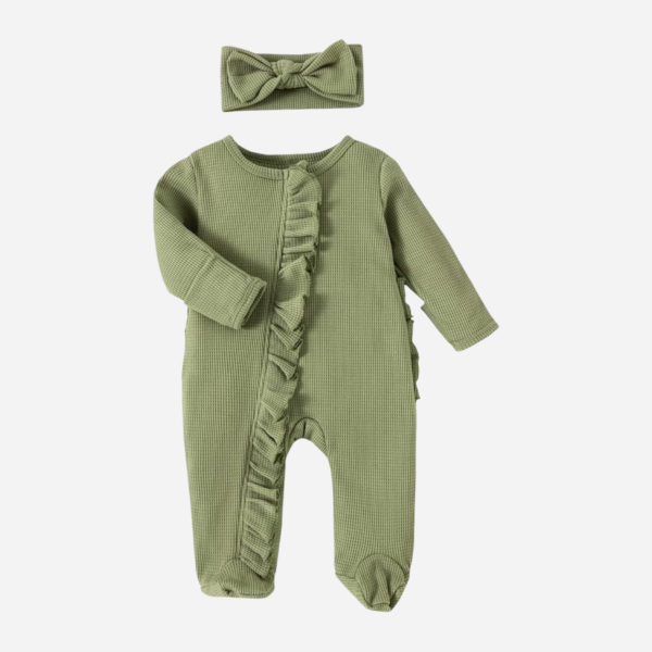 Newborn Girl Footies Romper with Headband