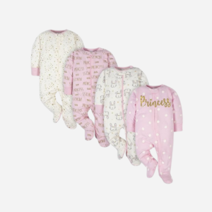 Gerber Baby Girls' Sleep 'N Play Footie 4-Pack