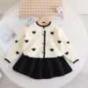 Winter Heart Pattern Knitted Girls Set