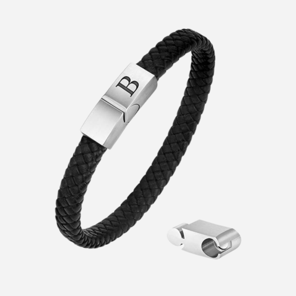 Men's Initial Leather Bracelet