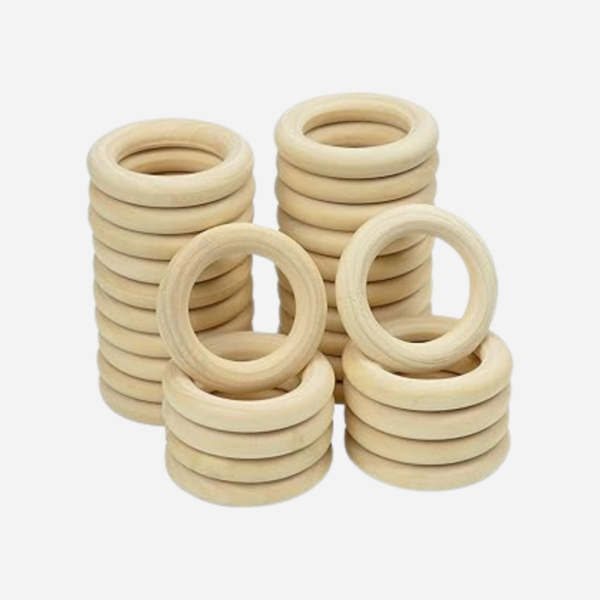 30 Pcs Natural Wooden Rings for Crafts